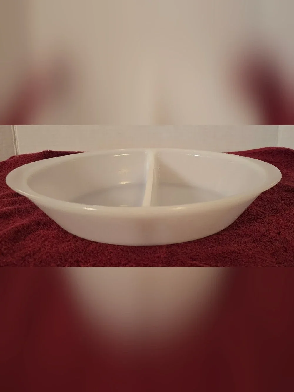 Vintage Glasbake White Milk Glass Oval Divided Casserole Dish J-2352